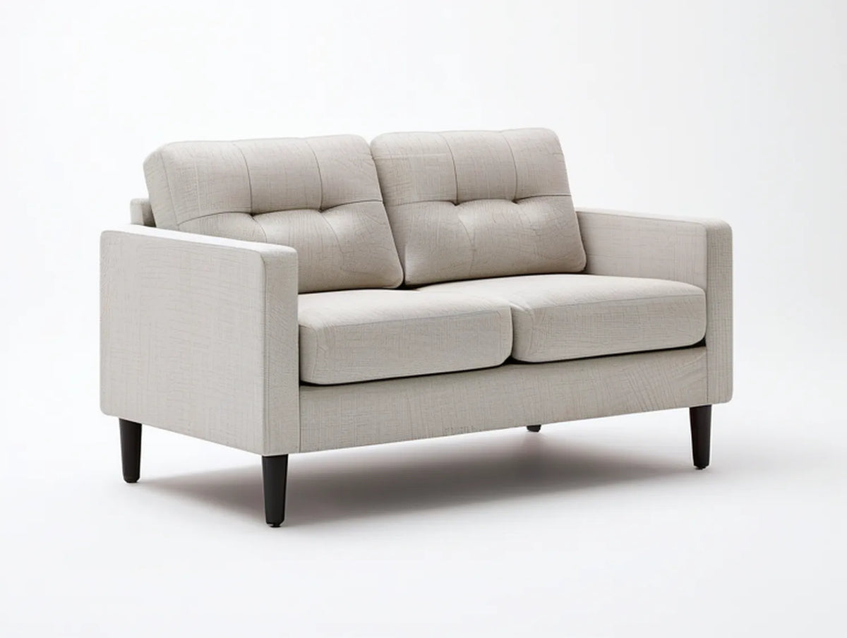 Ivory 2-Seat Loveseat with Polyester Upholstery and Black Legs, 60 x 34 x 35 in