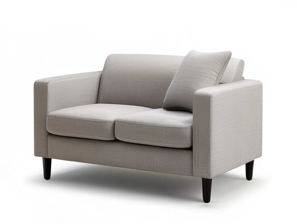 Light Gray Polyester Loveseat with Black Tapered Legs, 63 x 35 x 34 in