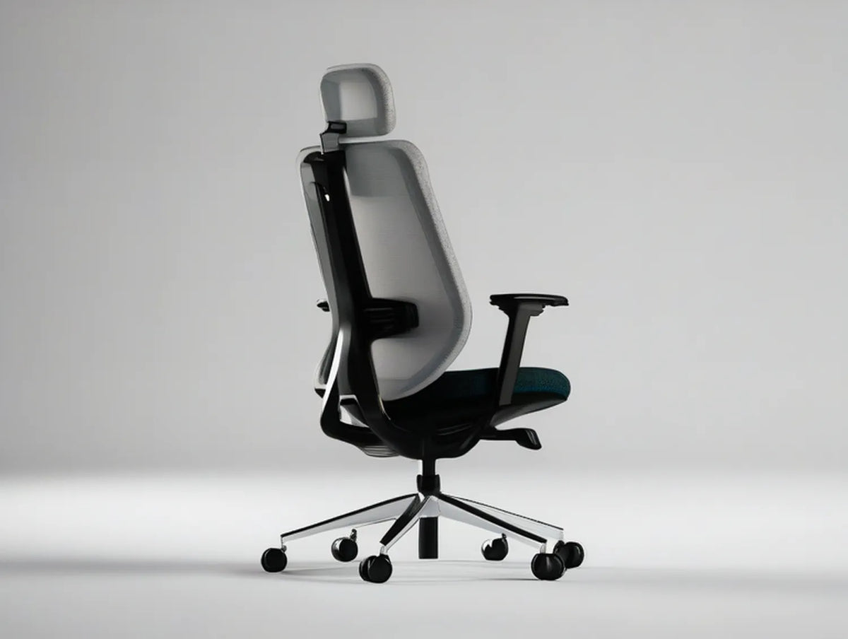 Ergonomic High-Back Mesh Office Chair with Adjustable Headrest, Gray/Black, 27.6 in W x 27.6 in D x 45.3-49.2 in H