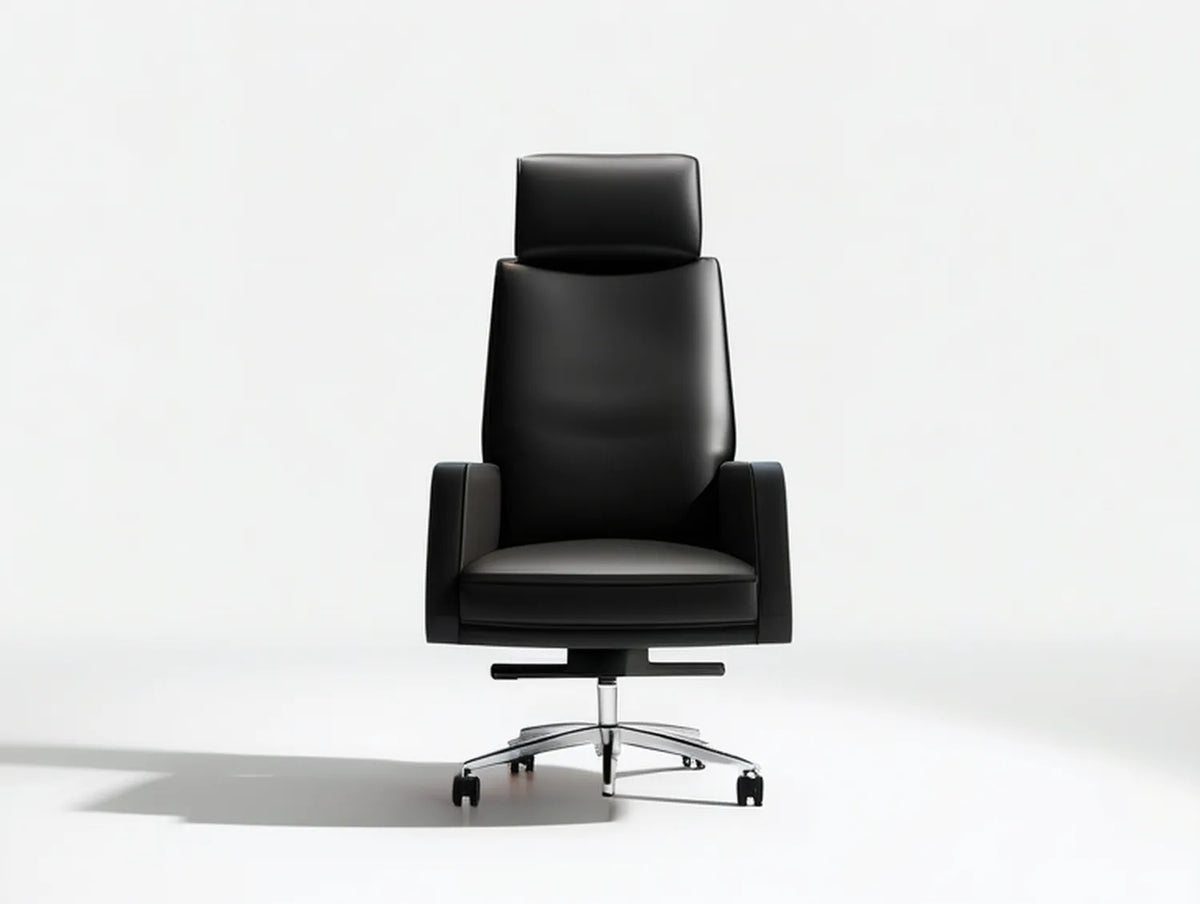 Black PU Leather High-Back Executive Office Chair with Armrests, 26.8 x 28 x 44.1-47.2 in