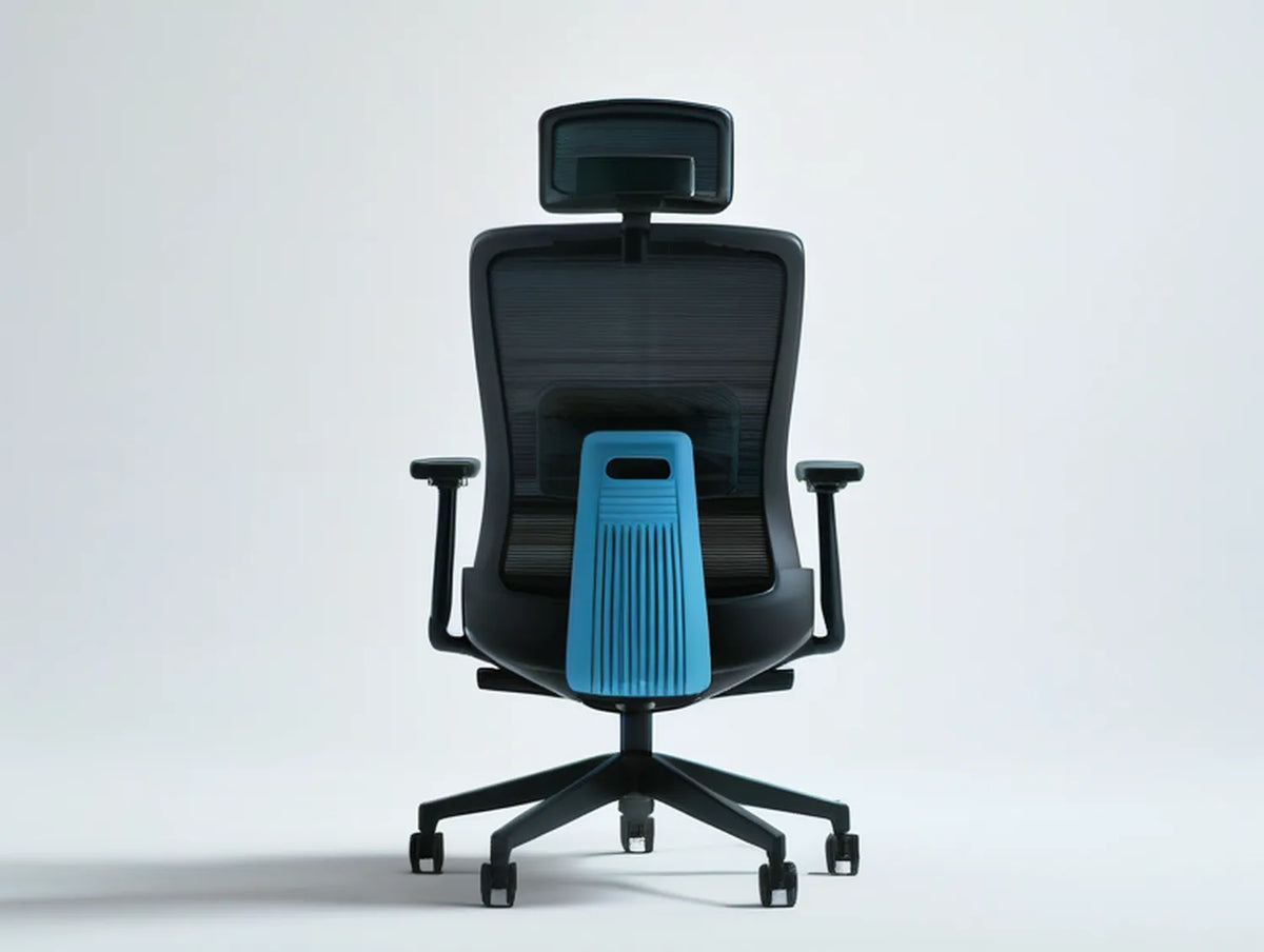 Ergonomic Black and Blue Mesh Chair with Adjustable Headrest and Lumbar Support, 27.6 x 27.6 x 47.2-51.2 in