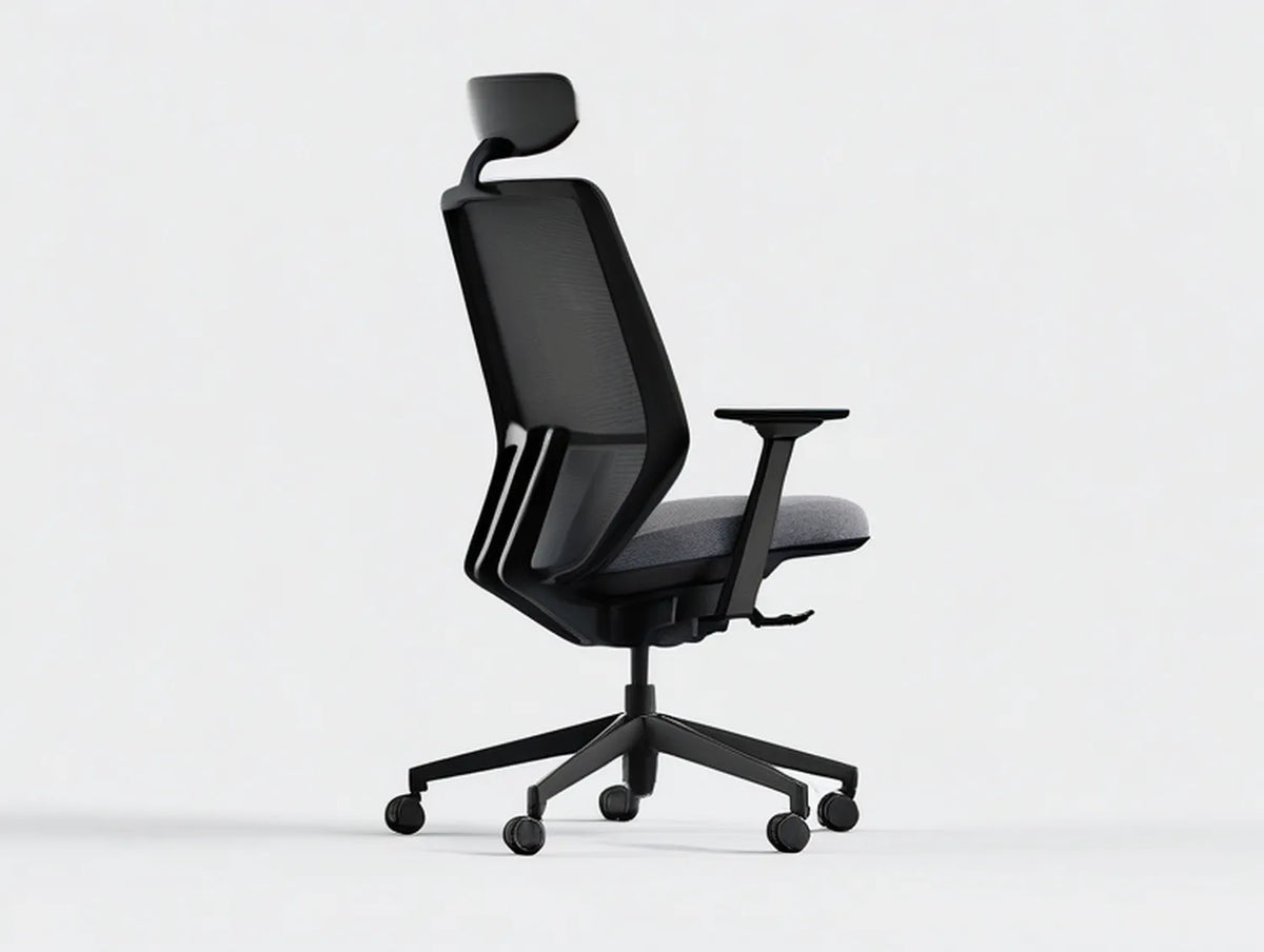 Ergonomic High-Back Mesh Desk Chair with Adjustable Headrest and Arms, Gray/Black, 26.4 x 26.4 x 44.1-48.0 in